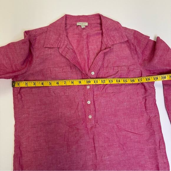 Talbots Pink Linen Blend Long Sleeve Button-Up Shirt - Petite Size - Picture 9 of 11